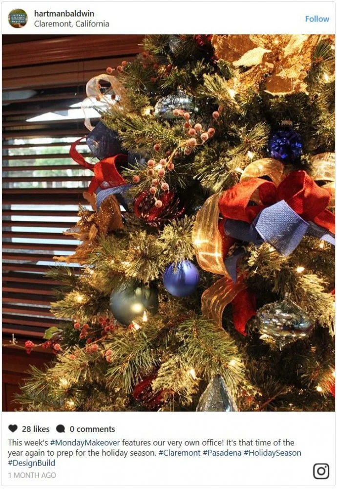 Christmas Tree at HartmanBaldwin Office - Hartman Baldwin Close up image of a christmas tree from the HartmanBaldwin office.