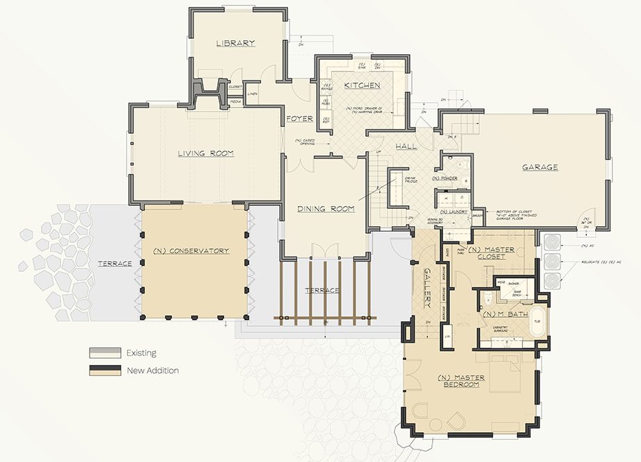 Old English Home Phases Into Contemporary Space Floorplan